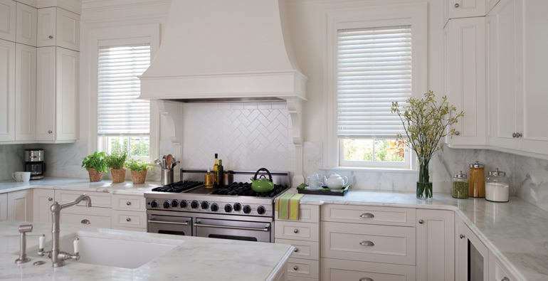 Dover kitchen white blinds